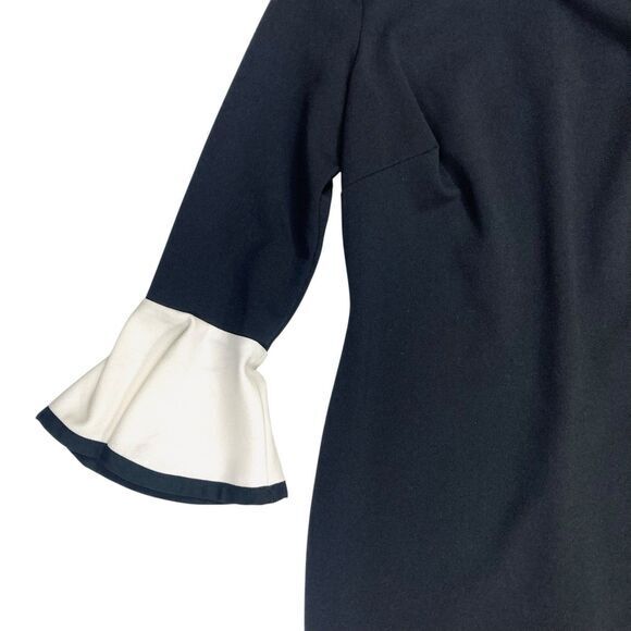 Tommy Hilfiger Bell Sleeve Sheath Dress 4 Black Stretch Elegant Business Casual - Picture 5 of 16